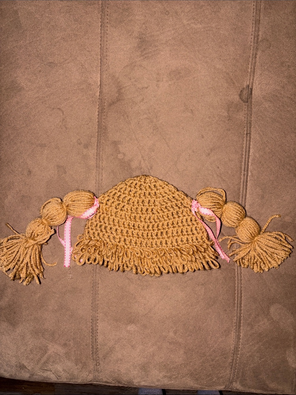 Cabbage Patch Kid Crochet Hat Wig With Pigtail Braids Infant Toddler Halloween